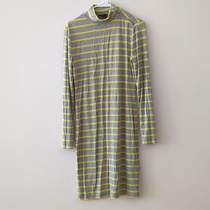 Lime Green and Gray Striped Dress